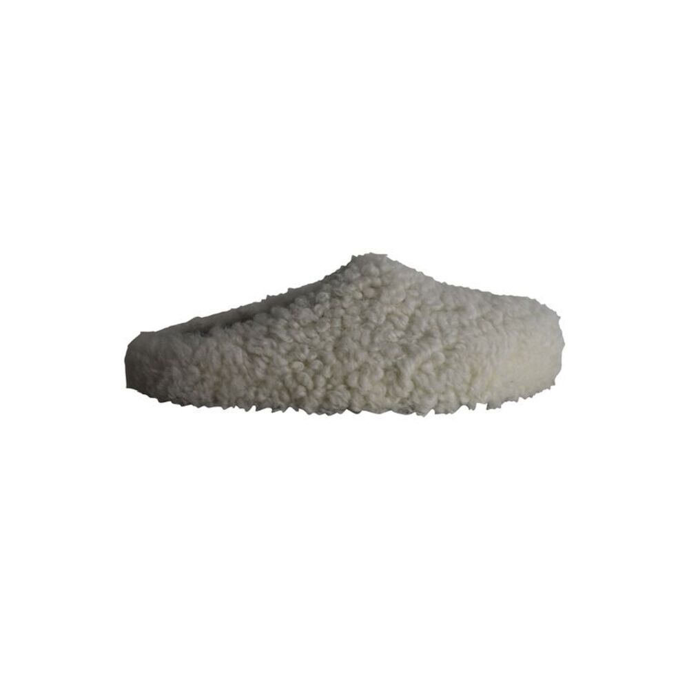 Marni Sabot Round-Toe Shearling Mules in White Wool
